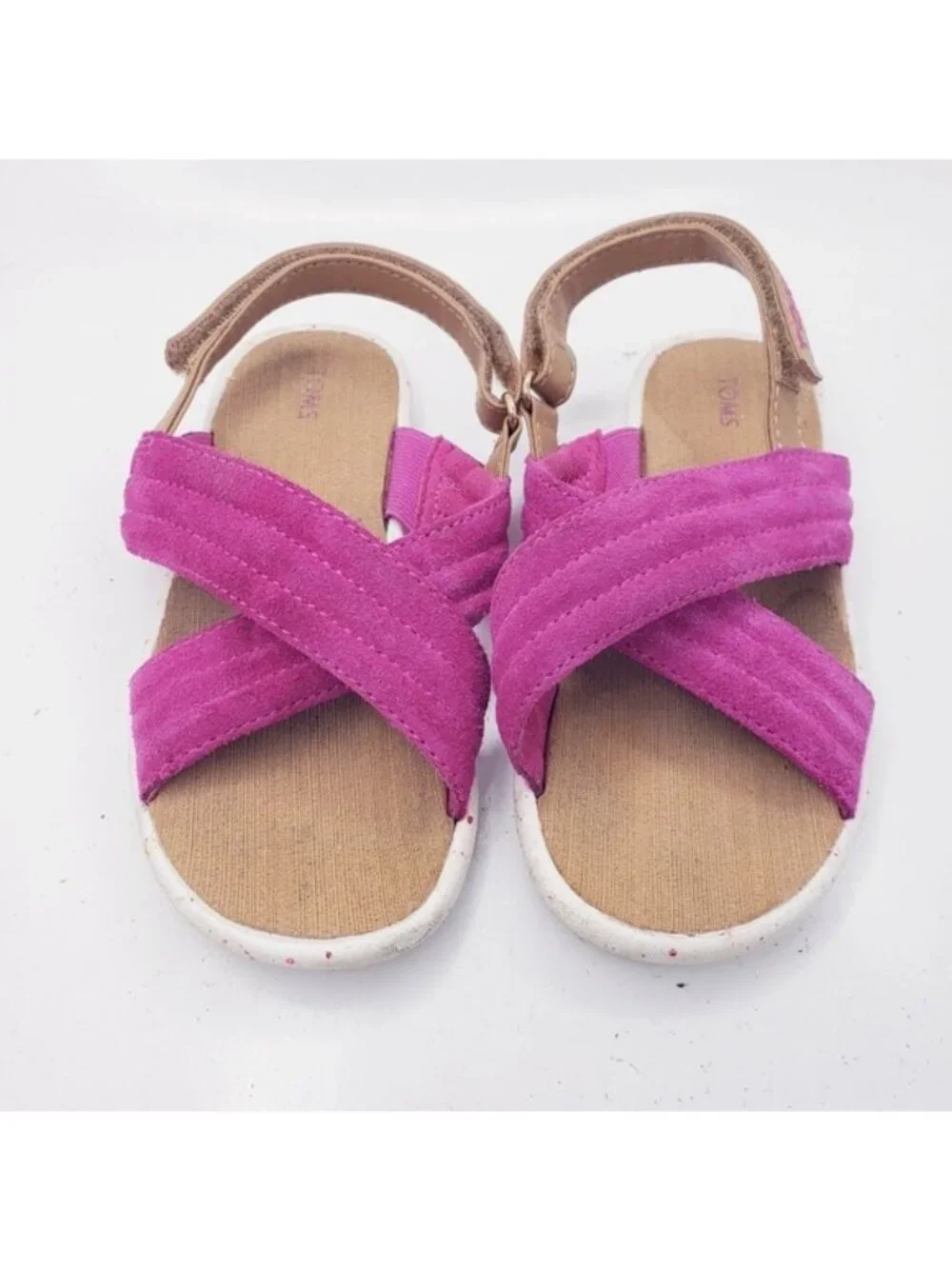 Toms Pink Tiny Viv Very Berry Suede Criss Cross Sandals Girls Toddler Size 10